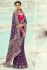 Blue Pure georgette zari embroidered wedding saree with double blouse 8012